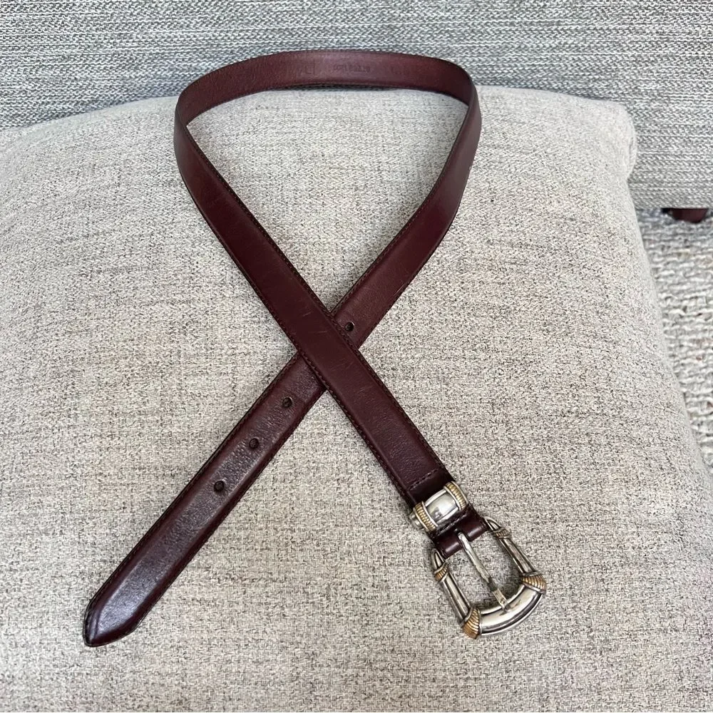 Vintage Fossil Brown Leather Belt With Ornate Buckle
